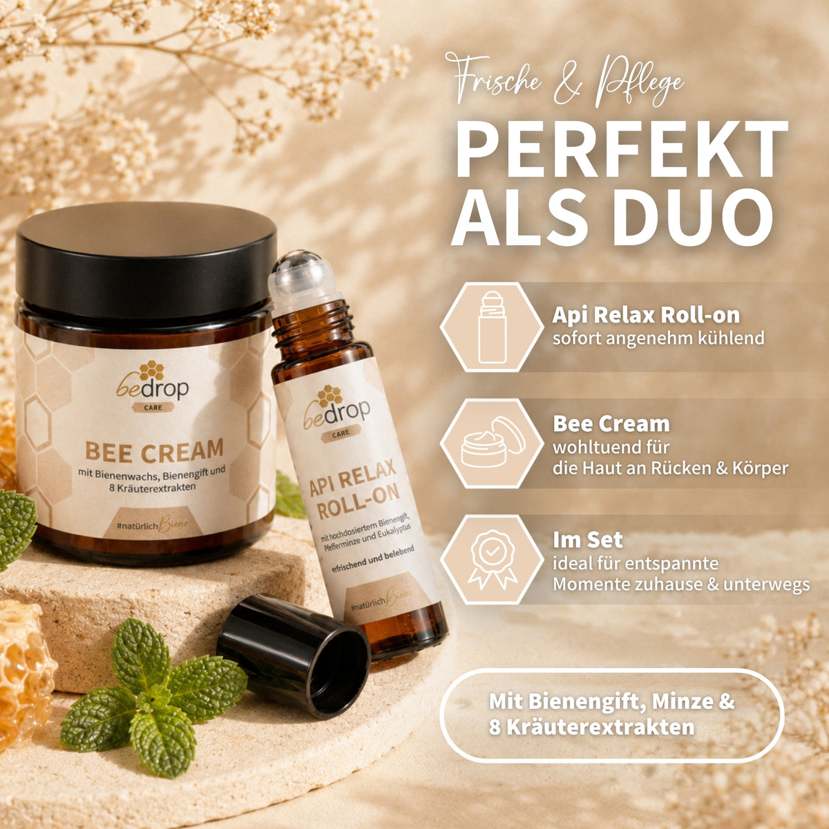 Bienengift Relax Set: Bee Cream + Api Relax Roll On für kühlende Entspannung