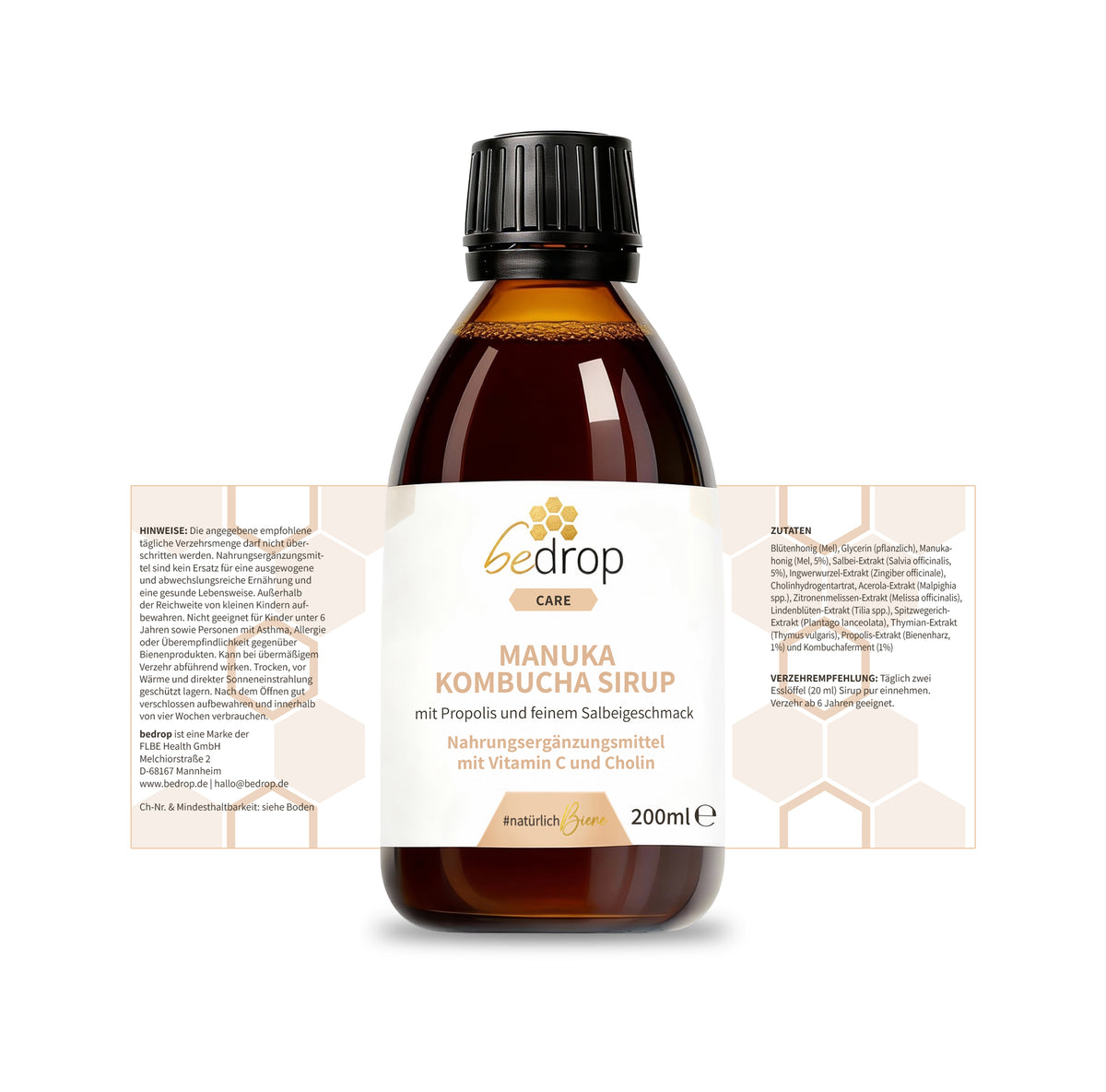 Vorteilsset: 3x Manuka Kombucha Sirup mit Propolis & feinem Salbeigeschmack - 3x 200ml