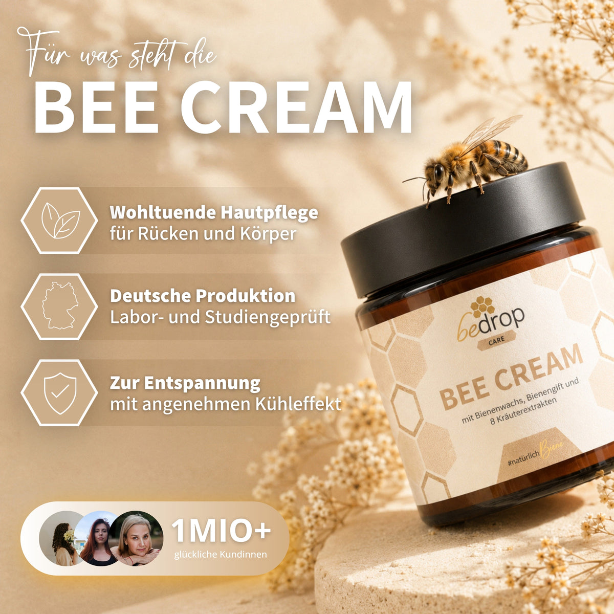 Bee Cream Bienengiftsalbe mit 8 Kräuterextrakten - 100g