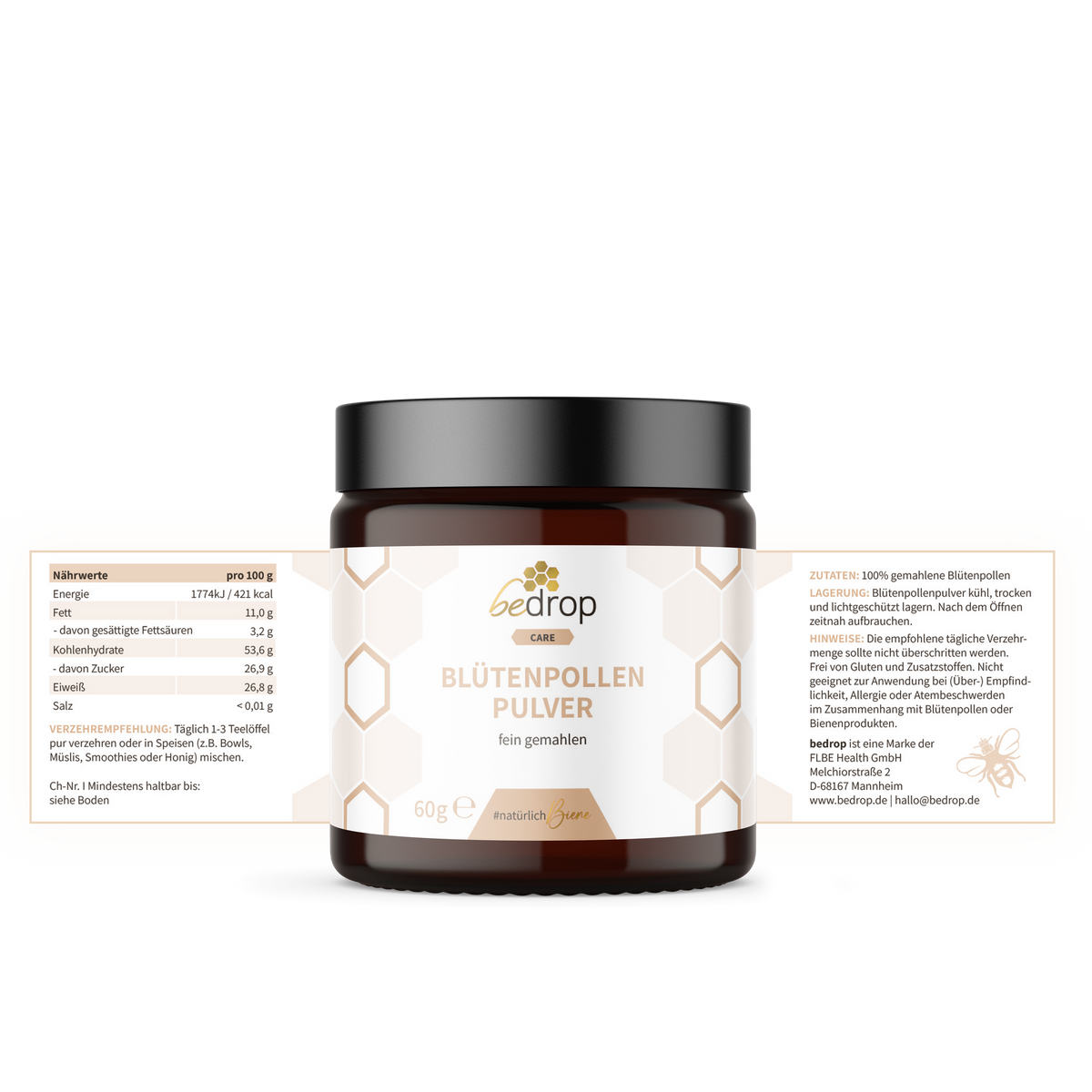 Bee’s Kindheitsset | Blütenpollenpulver, Propolis Tinktur alkoholfrei 10% und Manuka Honig