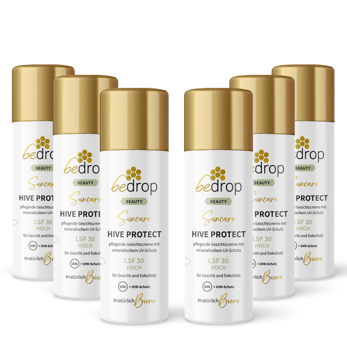 Vorteilsset: 6x HIVE PROTECT LSF 30 - Sonnencreme für Gesicht mit mineralischem UVA & UVB-Schutz  - 50ml