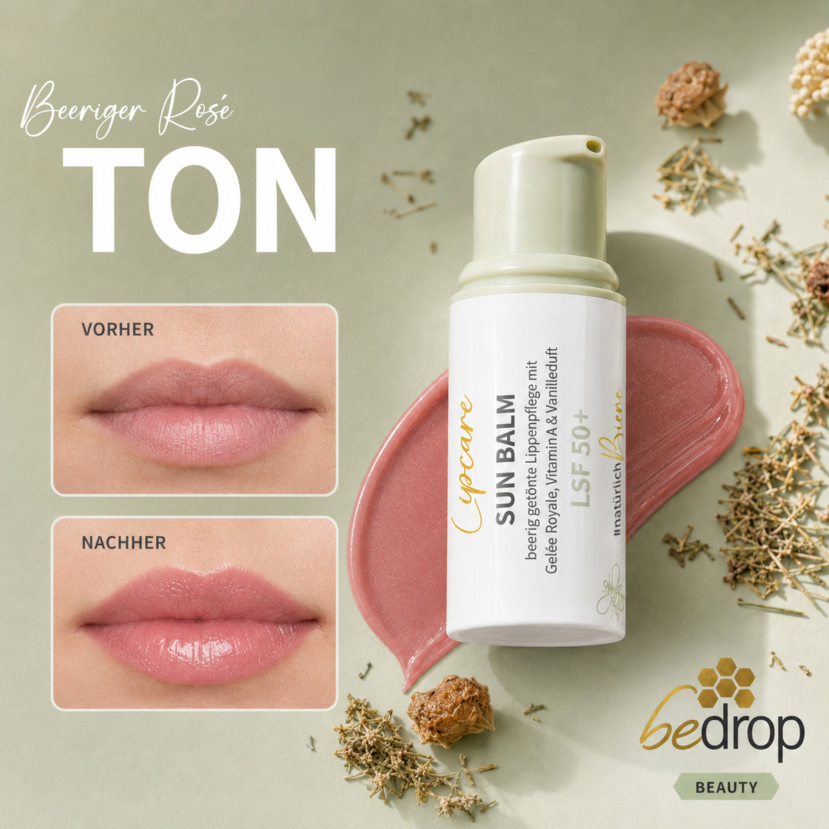 SUN BALM LSF 50+ - getönter Lippenpflegebalsam mit Gelée Royale & zartem Vanilleduft