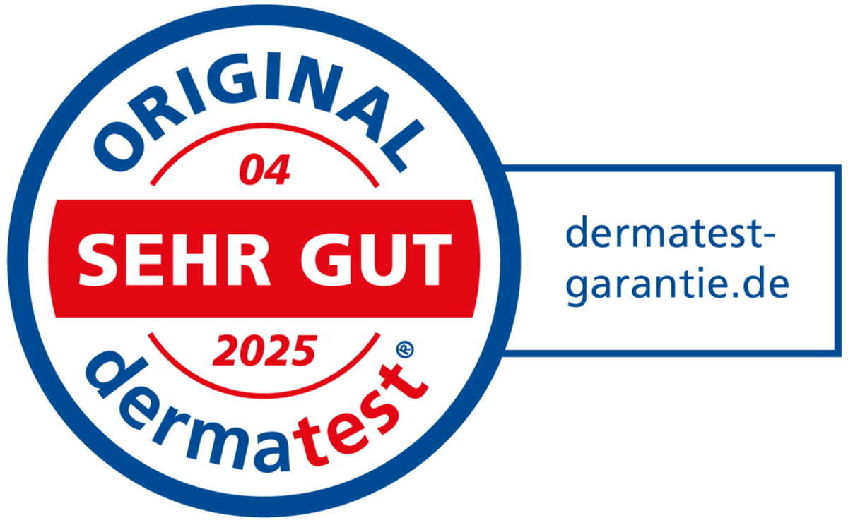 Dermatest-Siegel ‚Sehr gut‘, April 2025